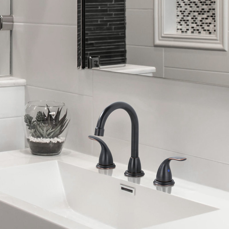 Robinet de salle de bain à poignée double 8 pouces avec ensemble de bonde escamotable, Bronze frotté à l'huile