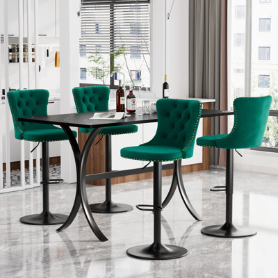 Ensemble de table de bar rotatif à hauteur réglable avec tabourets en velours Modern