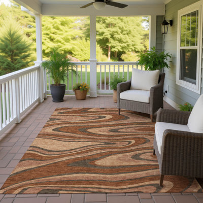 Machine Washable Indoor/Outdoor Chantille ACN2493 Abstract Rug