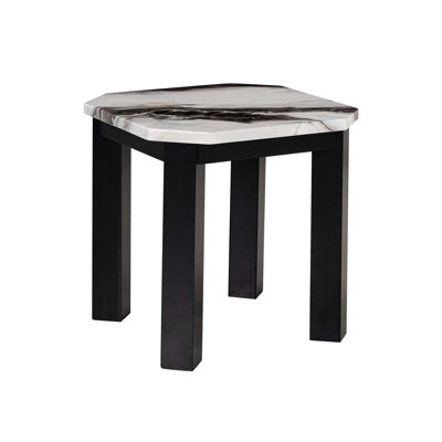 Jasper Panda End Table With Faux Marble Finish, Compact And Stylish For Modern Living Spaces