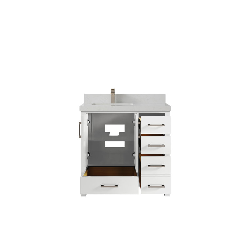 Ensemble de meuble-lavabo simple 36 po Malibu, Quartz de Carrare