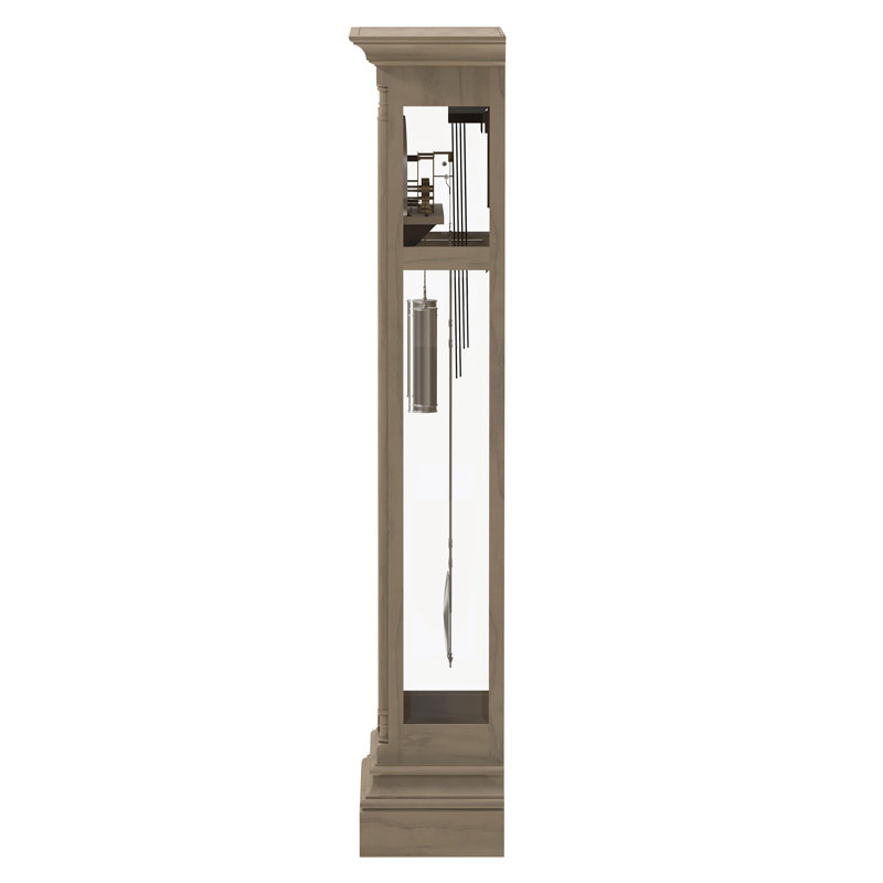 Oyster Gray Oak Grandfather Clock with Nickel Accents