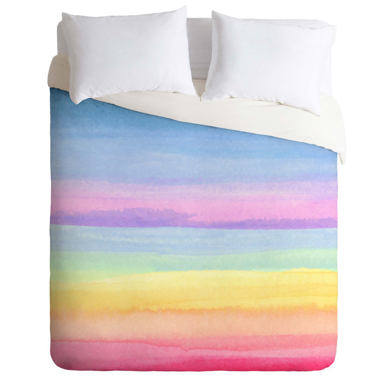 Joy Laforme Polyester Striped Duvet Cover, Twin/Twin XL Duvet Cover + 1 Standard Sham