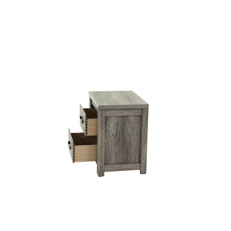 Modern Gray Oak Nightstand, 24"X17"X25"H, Wood Bedroom Accent 24 X 17 25H, Furniture