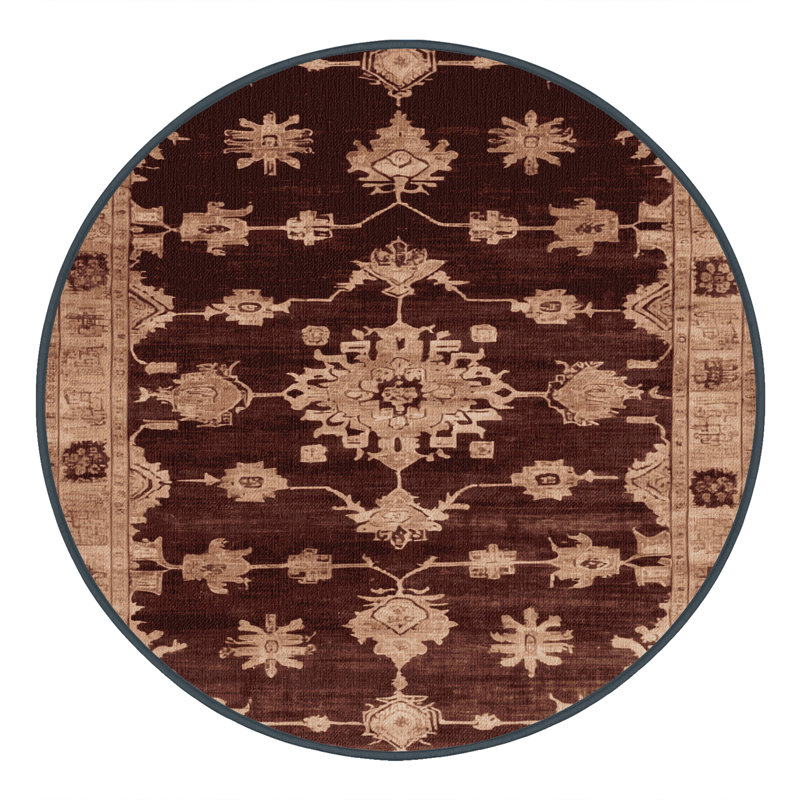 Machine Washable Overdyed Black Area Rug, Round 7'