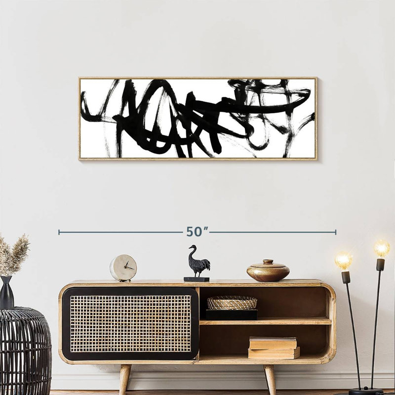 Blanc à noir Higley V, Floating Frame Natural Wood, 43 po x 15 po