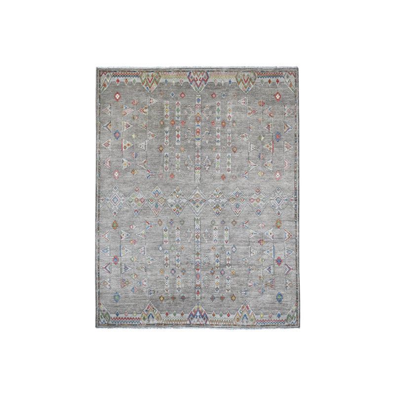 Tapis oriental gris en laine noué à la main 9 pi 1 po x 11 pi 5 po 678437ED1C47490999D1C083D431E368
