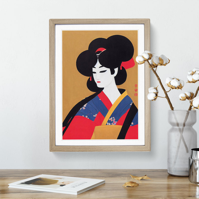 Artistic Geisha No.1 - Wall Art, 46cm H x 34cm W, Oak Framed