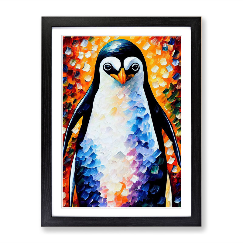 Penguin Portrait No.3 - Wall Art, Black Picture Frame, White, 34cm H x 25cm W