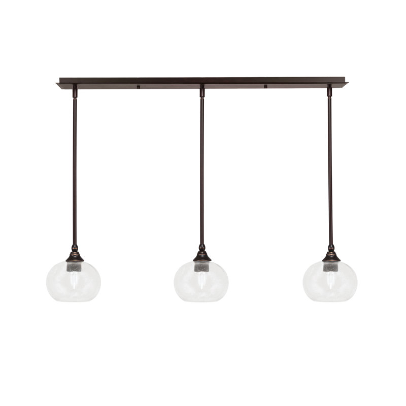 Luminaire suspendu linéaire 3 lumières, H 7,25 po x l 39,25 po x P 7 po, Transparent, Bronze huilé