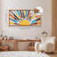 Grand art mural encadré en bois Boho Sun