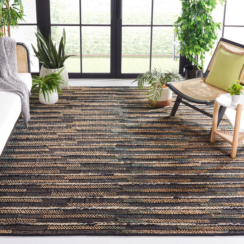 Tapis rayé en jute / coton Avonte, Rectangulaire 8 pi x 10 pi
