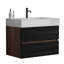Meuble-lavabo de 30 pi pour salle de bain moderne, fixé au mur avec lavabo d'ingénierie et deux tiroirs noirs, conception unique - finition de qualité E0, lavabo blanc à fermeture en douceur et à fermeture en douceur, Mid Century E1