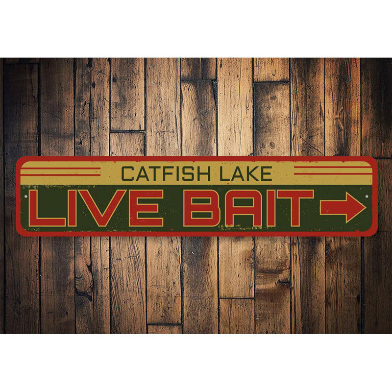 Plaque en métal Live Bait Lake, H 6 po x l 24 po x P 0,06 po