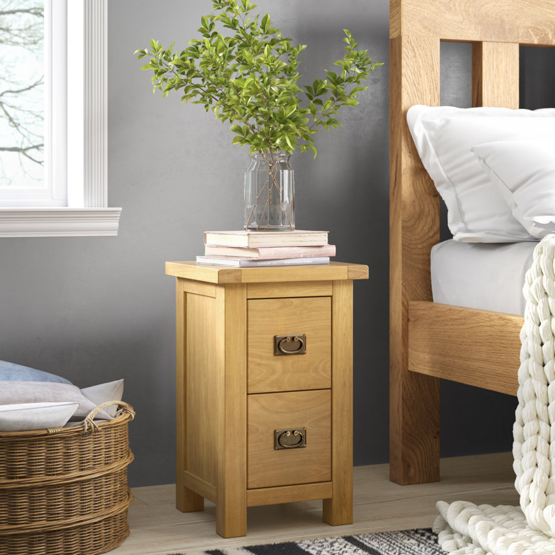 Aurelie 2 Drawer Bedside Table, Waxed