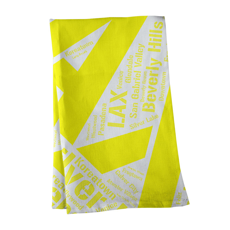 Cotton Tea Towel Kitchen Towel, Yellow, Los Angeles