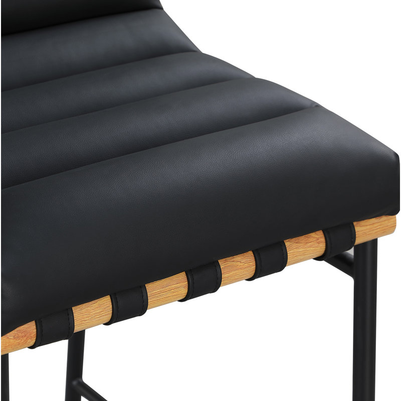 Tabouret de comptoir Vincentas, Similicuir noir, Tabouret de bar (siège d'une hauteur de 29,9 po)