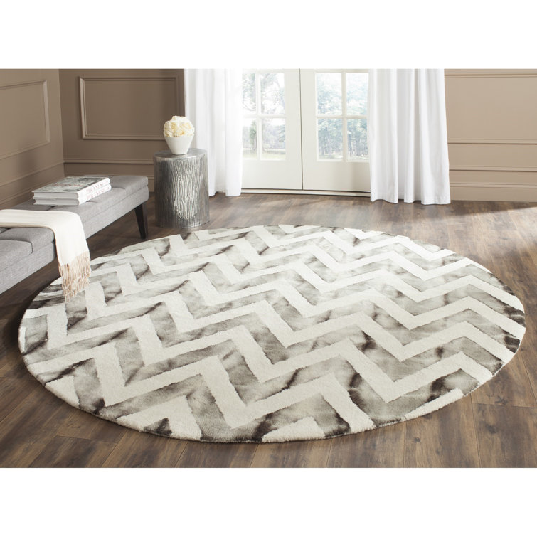 Vandermark Hand Tufted Wool/Cotton Geometric Rug in Ivory/Charcoal
