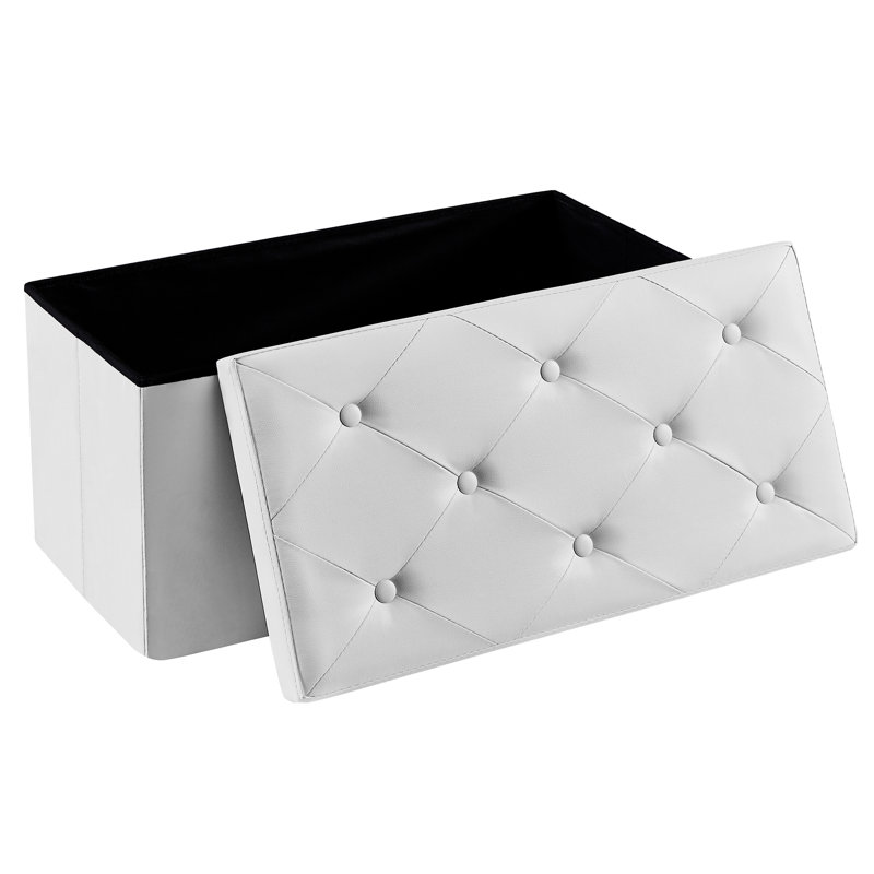 Repose-pieds de rangement pliable de 30 pouces, banc de rangement de 80 L, repose-pieds en similicuir avec siège rembourré