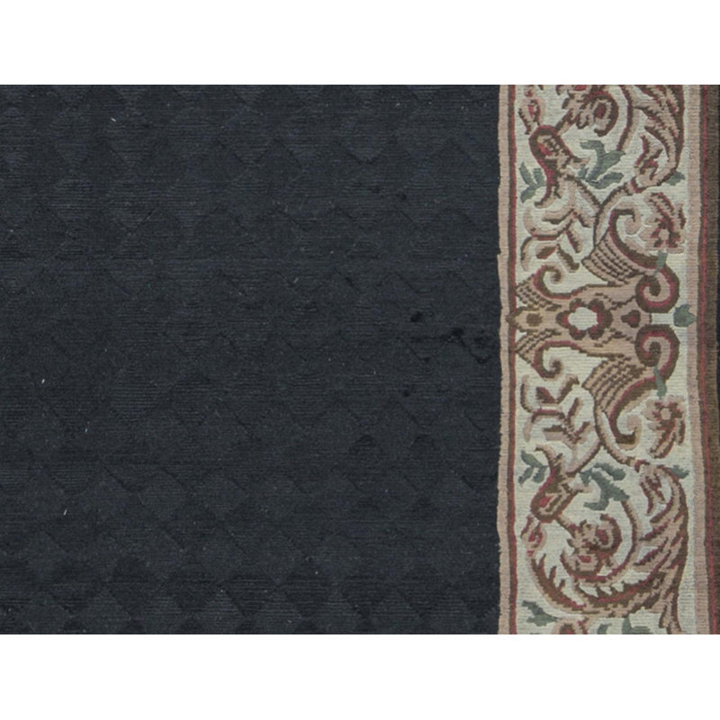 Tapis noir et brun clair de haute qualité noué à la main