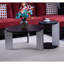 32,68 po et 16,93 po, table basse, table d'appoint, table d'appoint et table d'appoint avec placage en chêne noir, panneau de fibres à densité moyenne de 25 mm pour le salon, la salle à manger, les pieds en pierre frittée, blanc et noir, diamètre de 83 et 43 cm-365611345-365611346