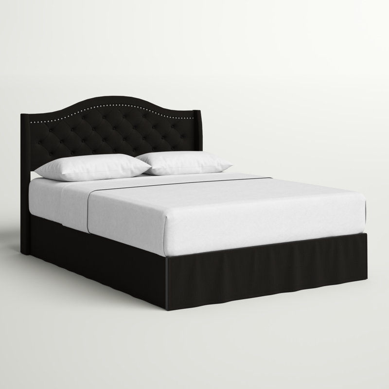 Upholstered Wingback Storage Bed, Queen, Black