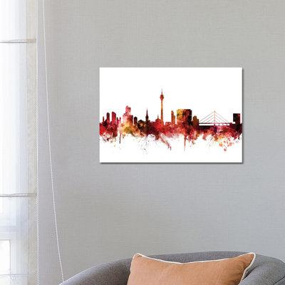 DÃ¼sseldorf, Germany Skyline by Michael Tompsett - 1 Piece Wrapped Canvas Painting