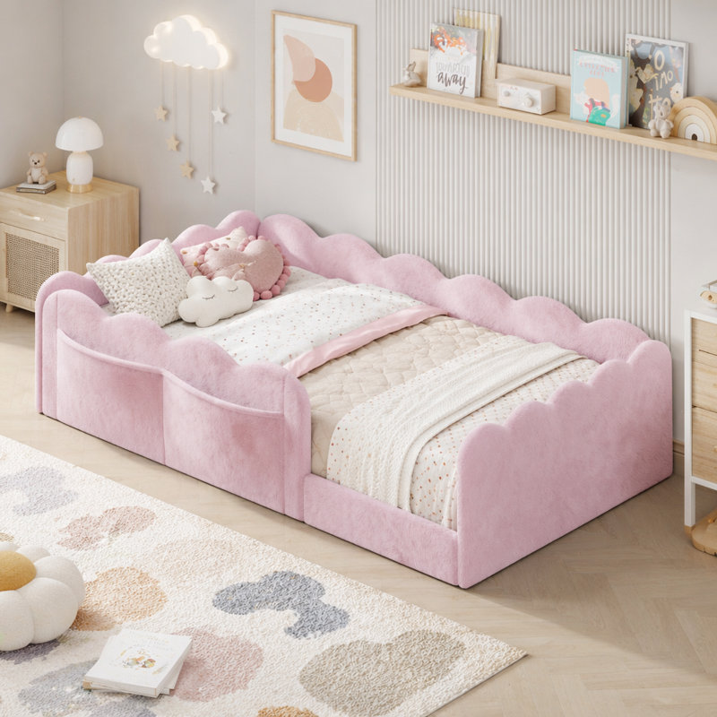 Lit de plancher rembourré, Twin, Rose