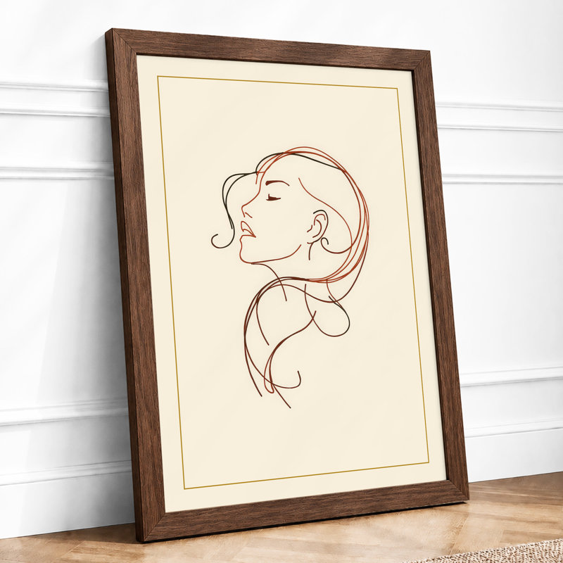 Woman in Profile Minimalist - Framed Print, Walnut, A1 - 84.1 x 59.4 cm