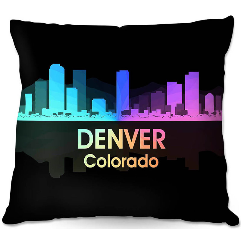 Coussin Couch City V Austin Texas, 18 po x 18 po, Denver, Colorado, Noir