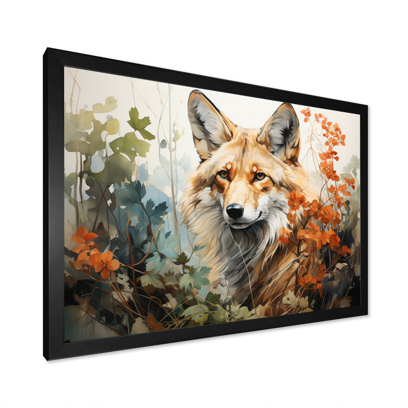 «Bivan Fox Wilderness Observer», art mural encadré, Cadre simple noir, H 12 po x l 20 po x P 1 po