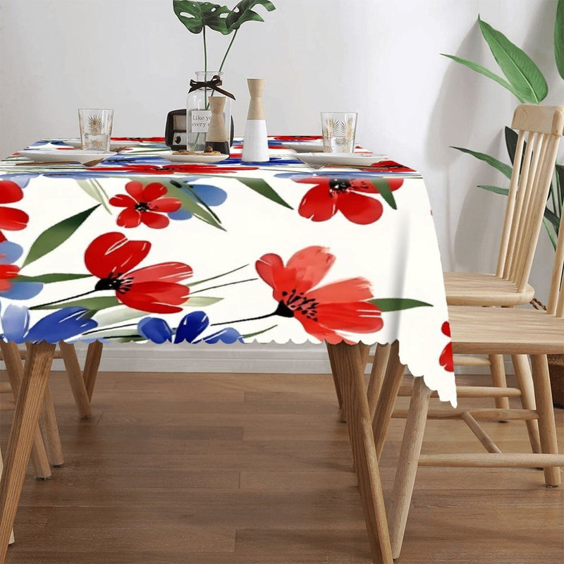 Nappe rectangulaire rouge à bordure festonnée 60 x 120