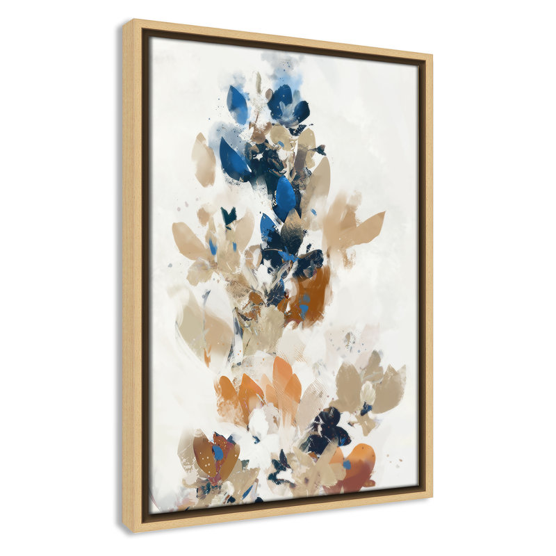 Vague de fleurs bleues II par Ken Roko, 13.5'' W x 19.5'' H, Toile avec cadre, Flotteur naturel