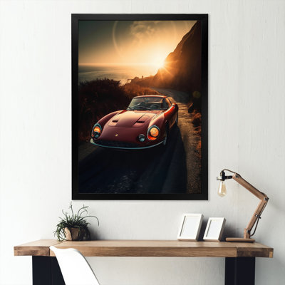 Red and Yellow Artistic Tributes To Retro Cars - Art mural rétro sur toile