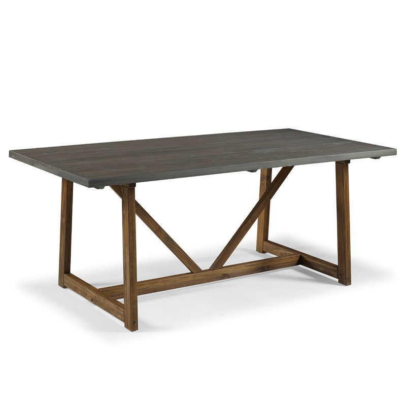 Gray Rectangular Solid Wood Dining table