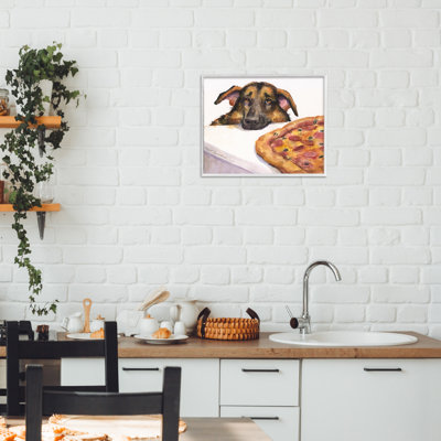 Berger allemand avec une pizza, estampe numérique, conception par George Dyachenko