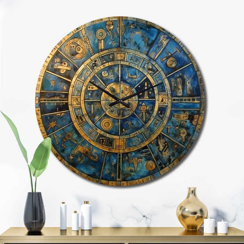Illustration de mandala rétro The Great Mystery - horloge murale moderne géométrique, Très grand