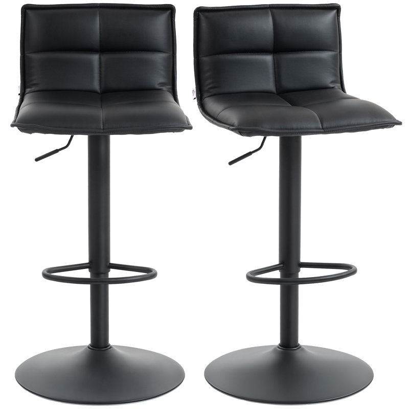 HOMCOM Bar Stools Set of 2 Modern Swivel Height Adjustable Chairs, Black