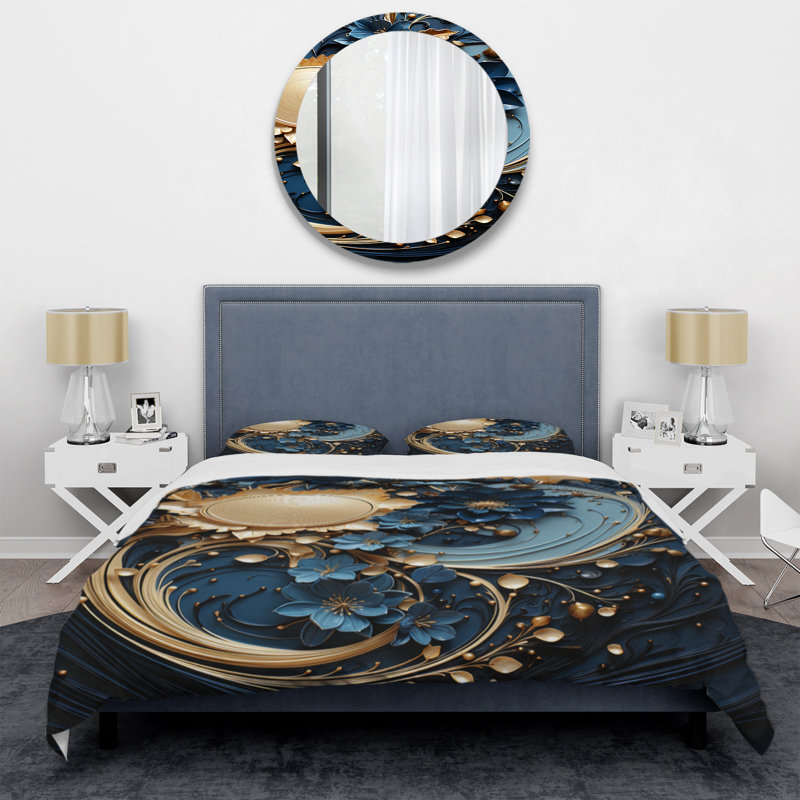 Ensemble de housse de couette en encre liquide en spirale en microfibre / polyester