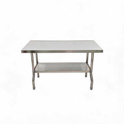 Table pliante à double plateau avec 6 crochets, établi en acier inoxydable 201, 122 x 76 x 86 cm, portable pour cuisine, garage ou extérieur