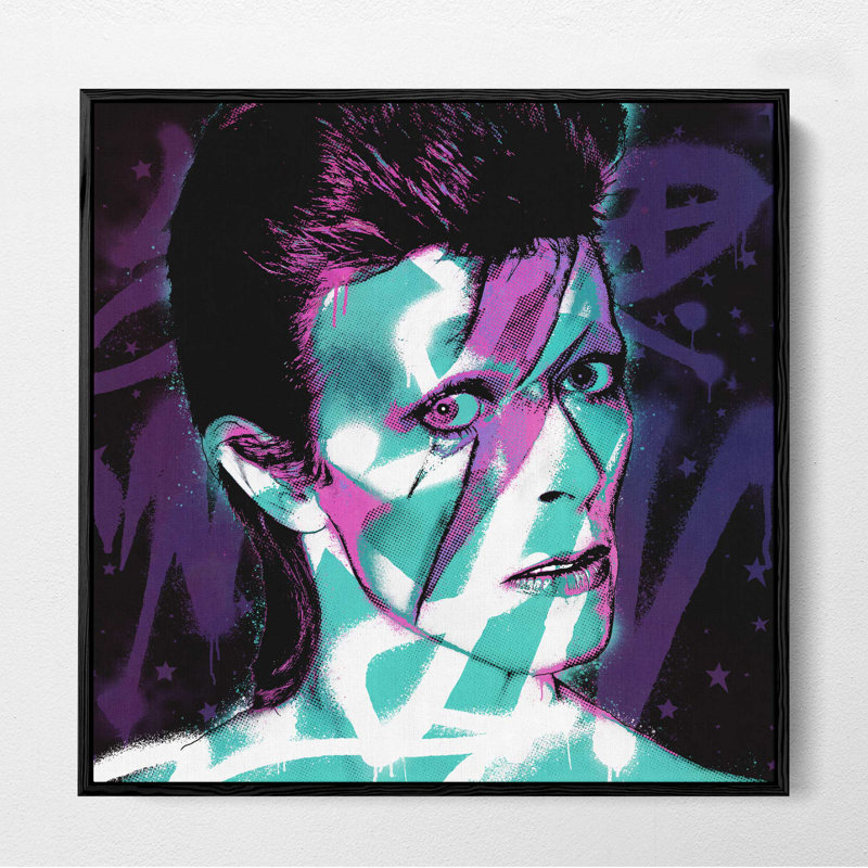 Bowie Stardust - Single Picture Frame Print, Black Framed Canvas