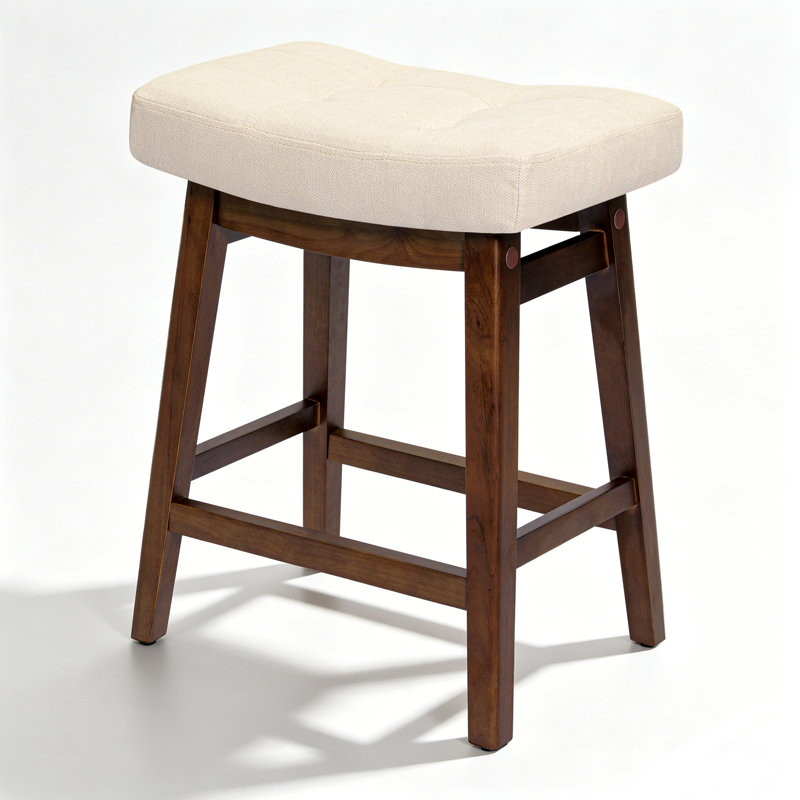 Tabourets de bar extra larges 19,7 po, Beige Linen Seat/Brown Frame