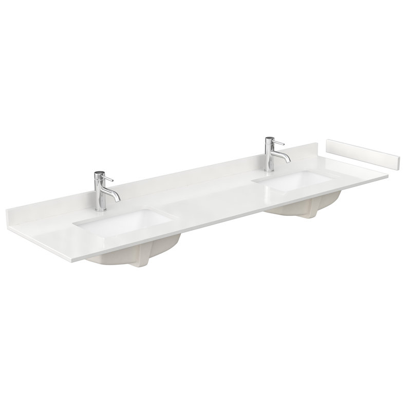 Daria 80'' W Vanity, White, Matte Black, White Quartz