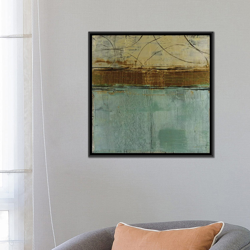 « cool blue canyon », impression sur toile, H 18 po x l 18 po x P 1,5 po, Toile avec cadre noir, Pas de tapis