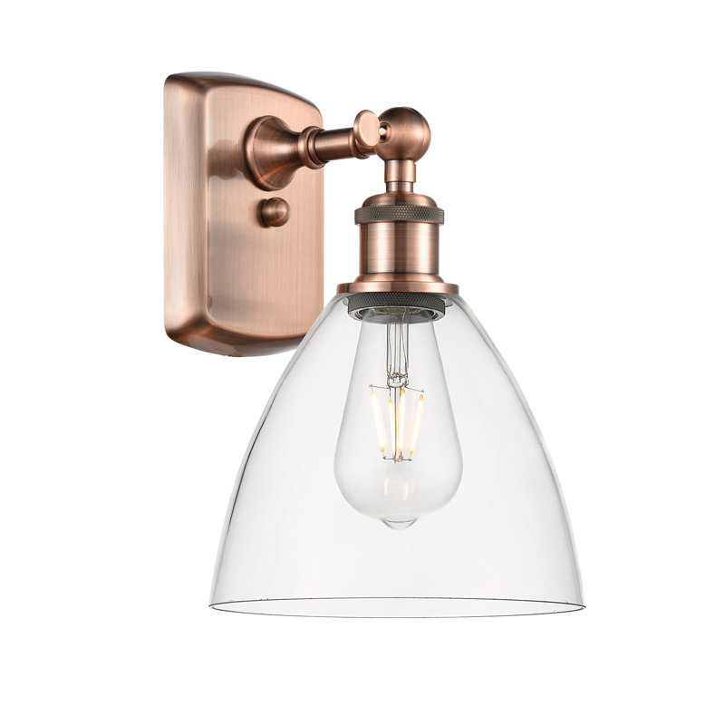 Shauna Armed Sconce, Incandescent, Clear, Antique Copper