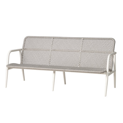 Canapé en aluminium thermolaqué gris anthracite mat avec corde d'extérieur tissée gris foncé toutes saisons