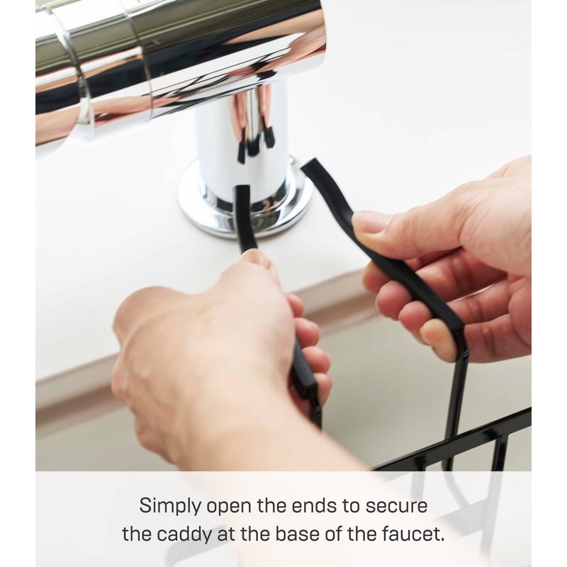 Black Steel Faucet-Hanging Sponge Caddy