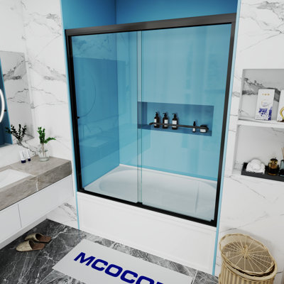 Opal Mirage MCOCOD 60" W x 60" H Double Smooth Sliding Semi-Frame Tub Door with Clear Glass