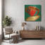 « Tasse de café rouge sur fond bleu », œuvre murale en métal doré de Ron Magnes, 91,4 cm x 91,4 cm-2081037722