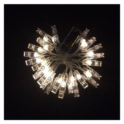 20 Warm White Led Clips Light String